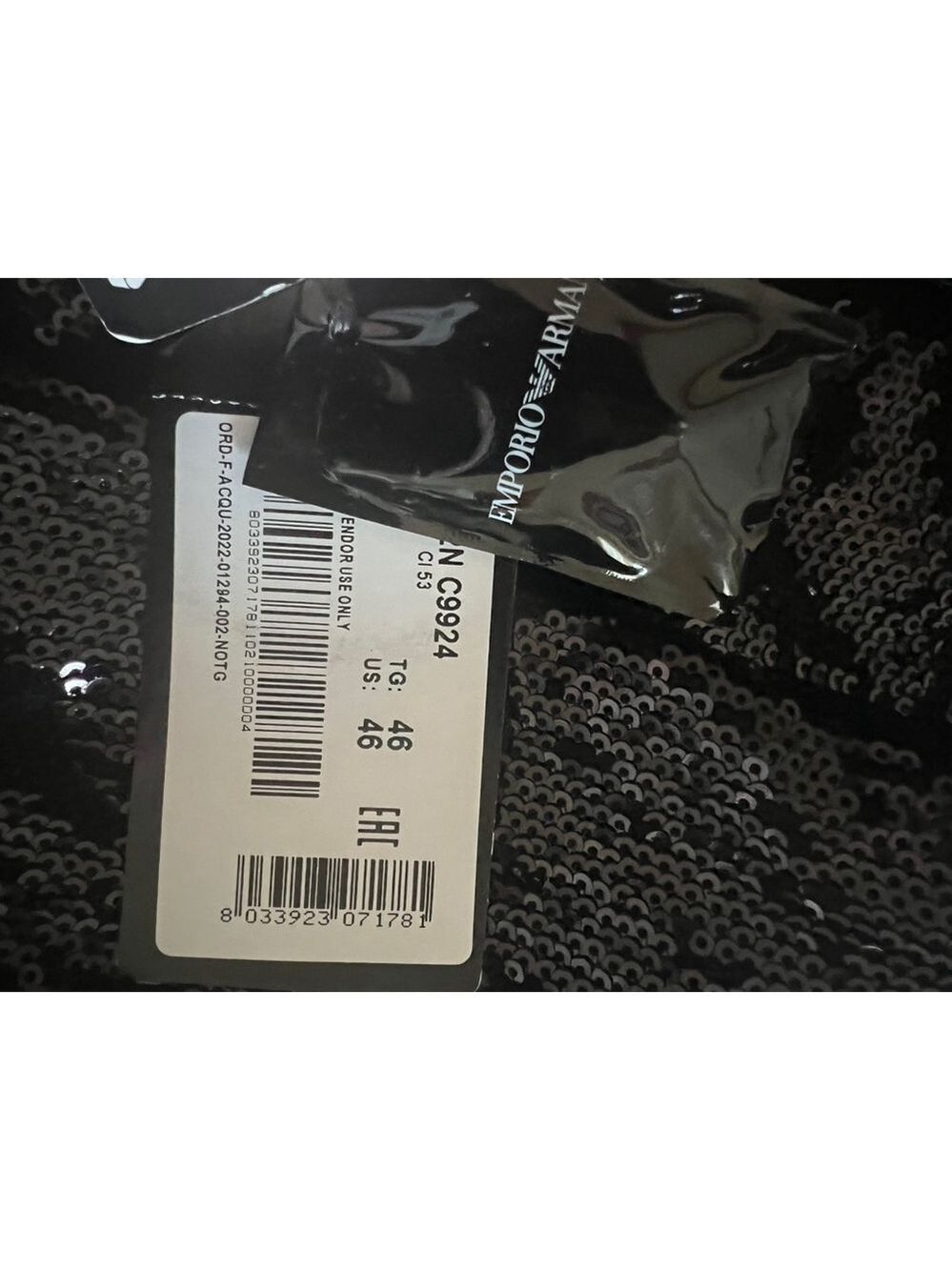 Women's Emporio Armani Blazer Size 46 Black Sequin Was $895 - Picture 7 of 7